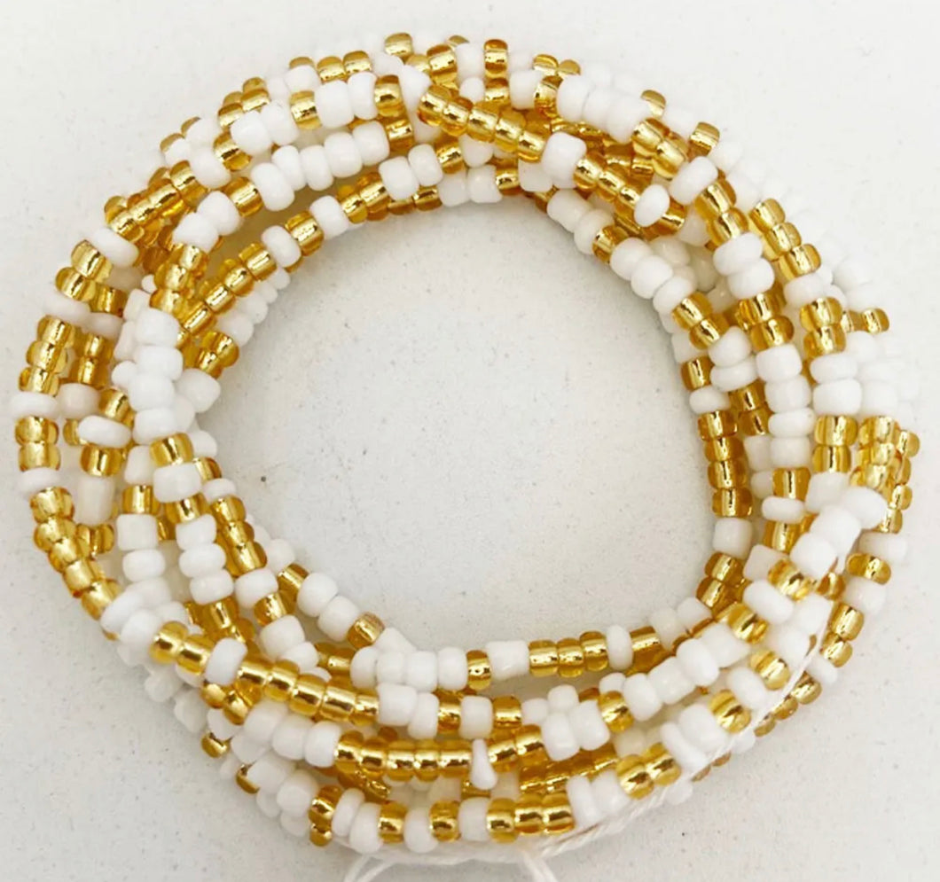 White & Gold Waist Beads