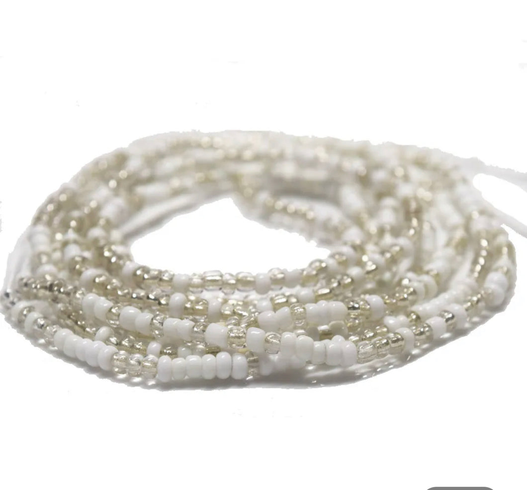 White and Silver Waist Beads